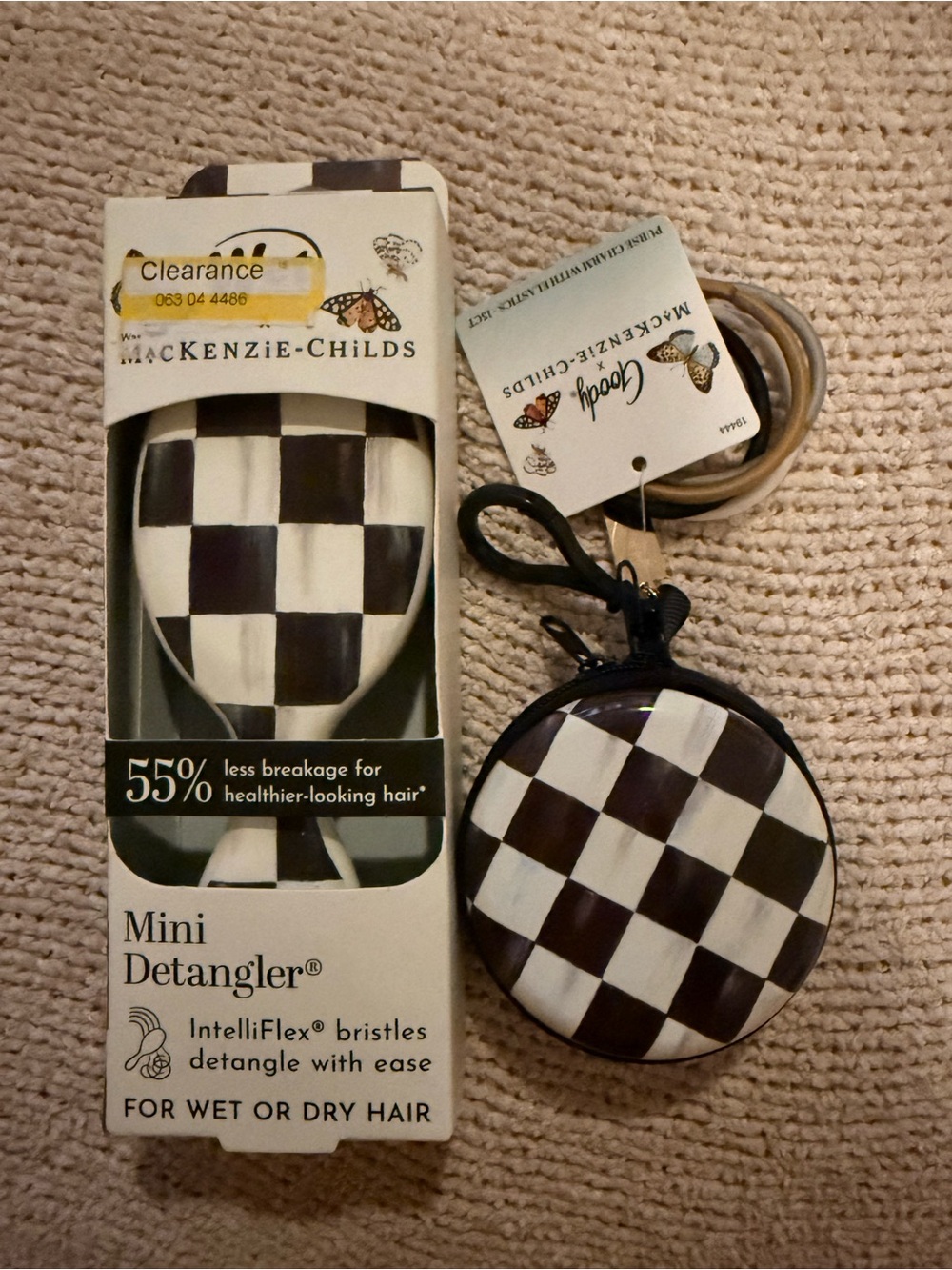 Wet Brush x MacKenzie-Childs Mini Detangler & Goody Hair Tie Set – Black Check - Picture 2 of 4